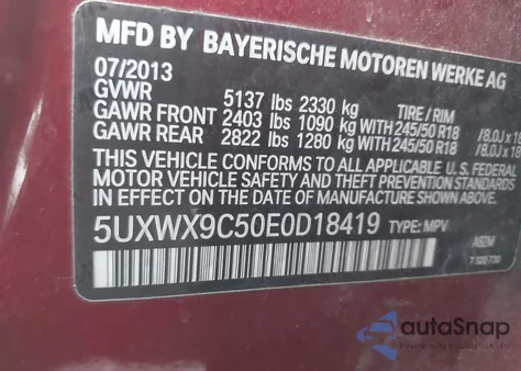 2014 BMW X3 xDrive28I z USA, uszkodzony, nr VIN 5UXWX9C50E0D18419